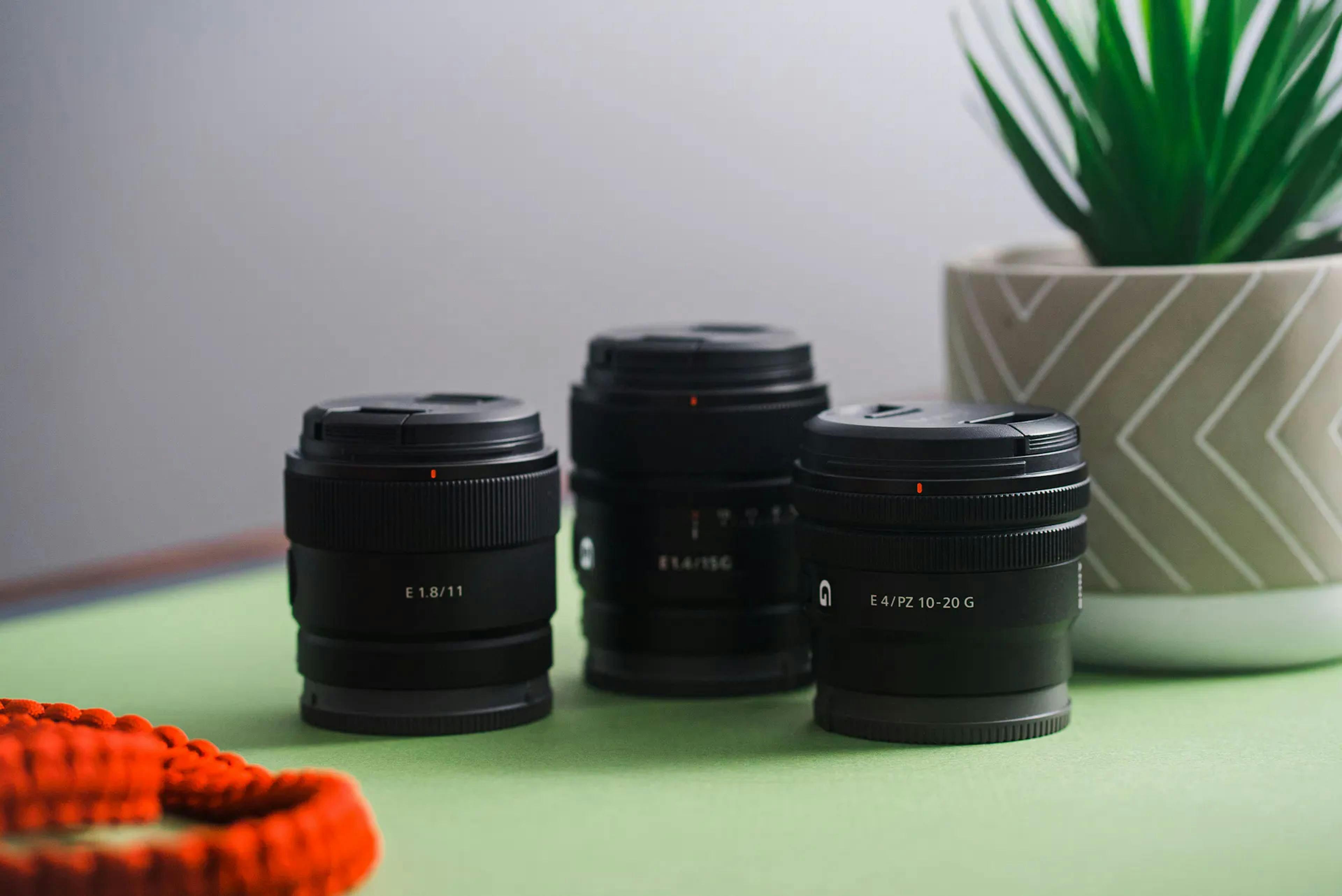 Three APS-C Sony lenses for full-frame Sony cameras.